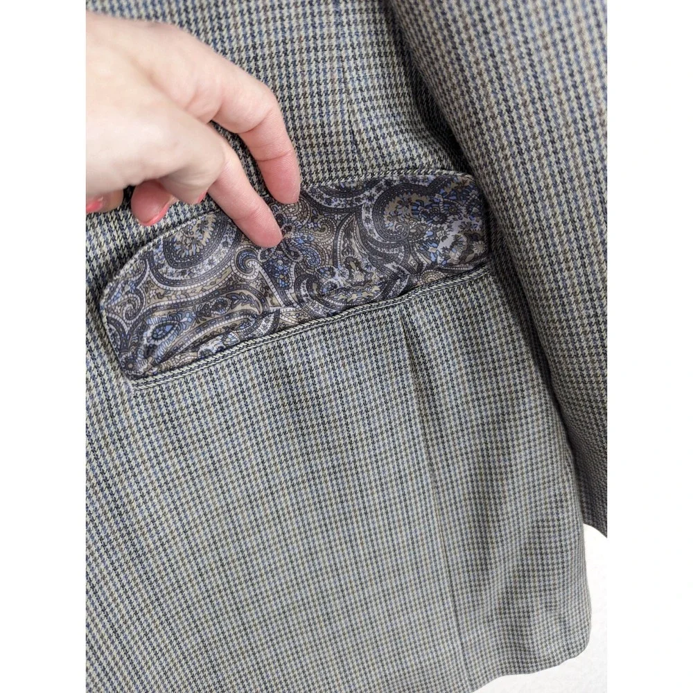 LAUREN Ralph Lauren Men's Houndstooth Sport Coat Silk Wool Jacket Sz 42L Paisley